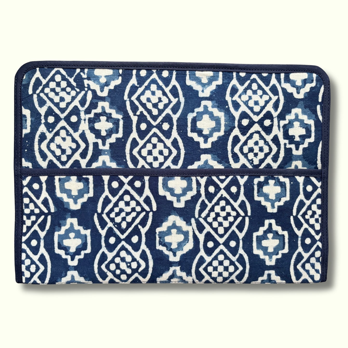 Blue Magazine Sleeve for Brothers – Indian Block Print Floral Field Service Organizer (7.5” x 10.5”)