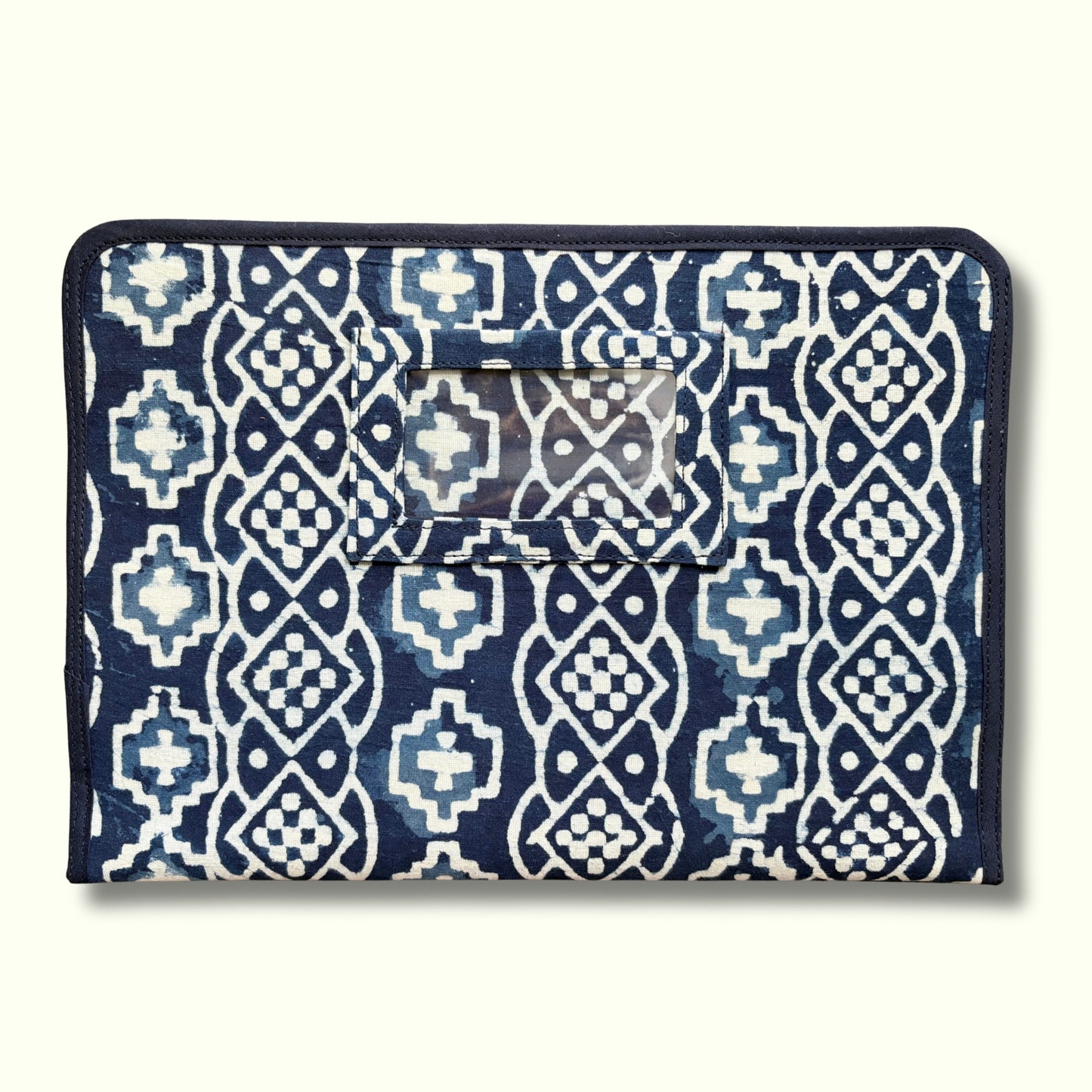 Blue Magazine Sleeve for Brothers – Indian Block Print Floral Field Service Organizer (7.5” x 10.5”)