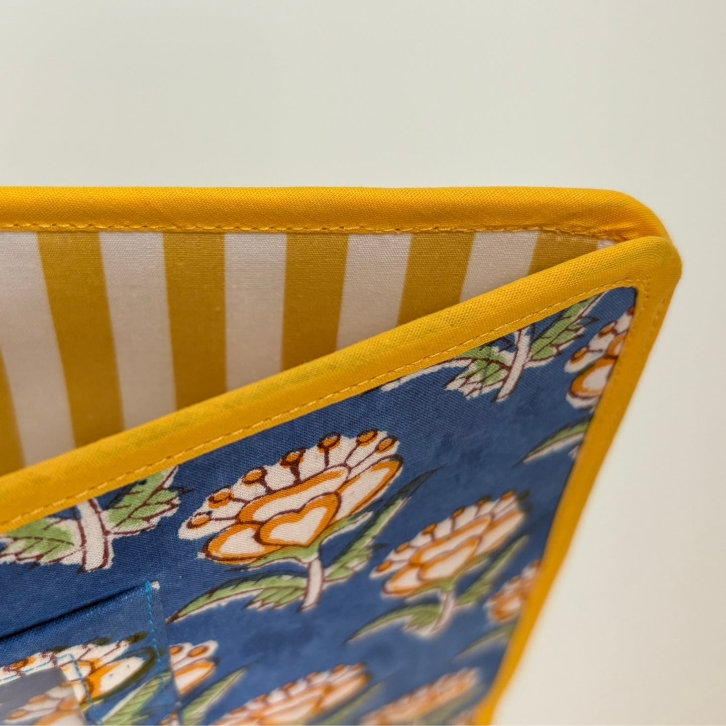 Blue Floral Ministry Magazine Sleeve – Indian Block Print Floral Field Service Organizer (7.5” x 10.5”)