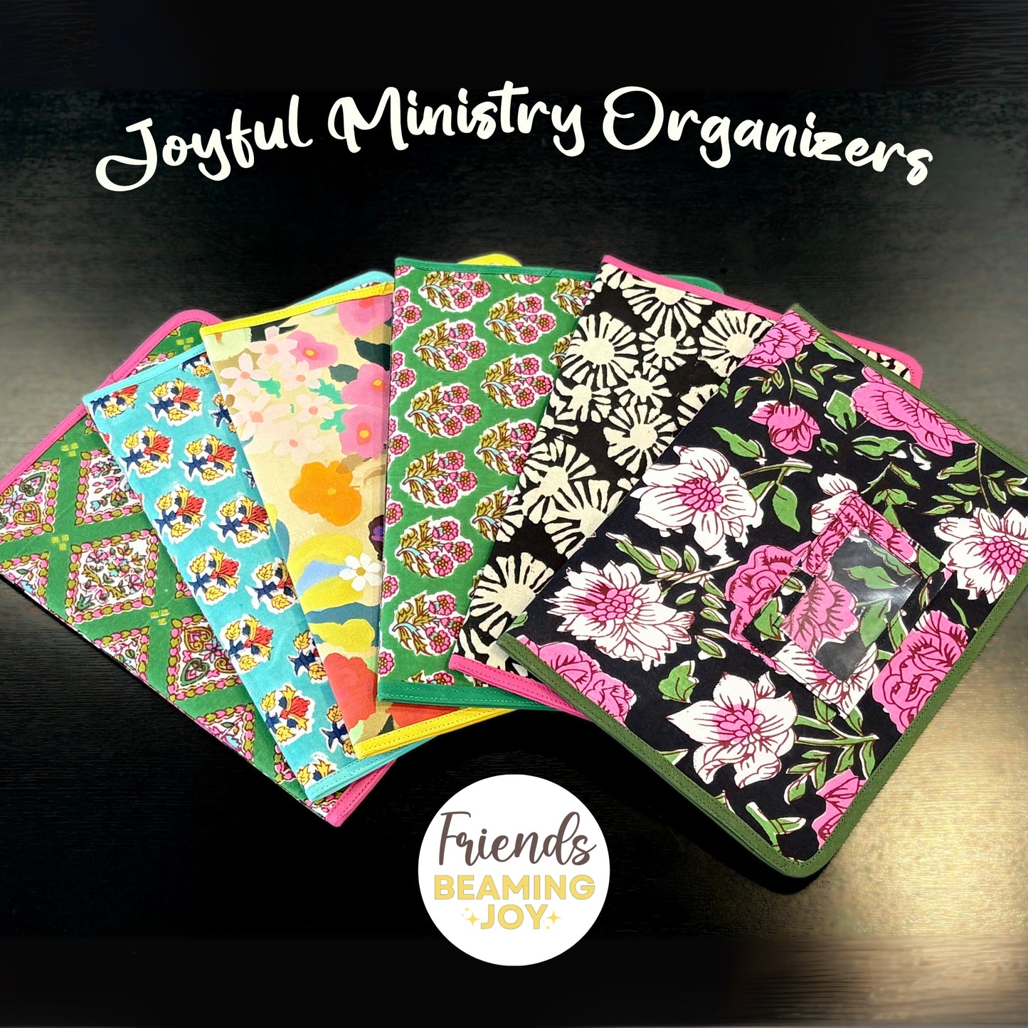 Green Ministry Magazine Sleeve – Indian Block Print Floral Field Service Organizer (7.5” x 10.5”)