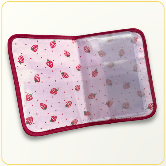 Mini Cloth Pouch Ministry Organizer, Tract and Invitation Holder, Red Gingham - Strawberry
