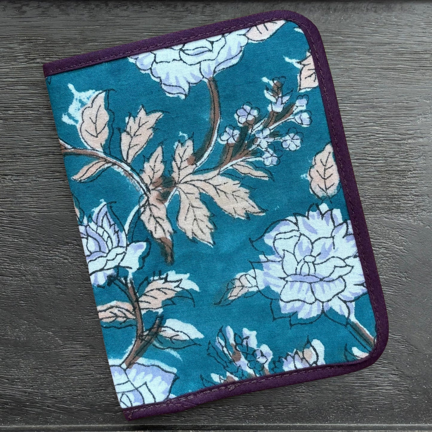 Turquoise Indian Block Print Floral Mini  –  4 Pockets