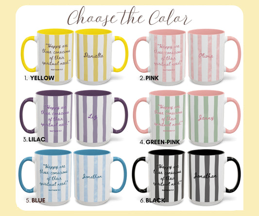 JW Personalized 2026 Year Text Mug, 11 15oz Coffee Cup with Accent Colors