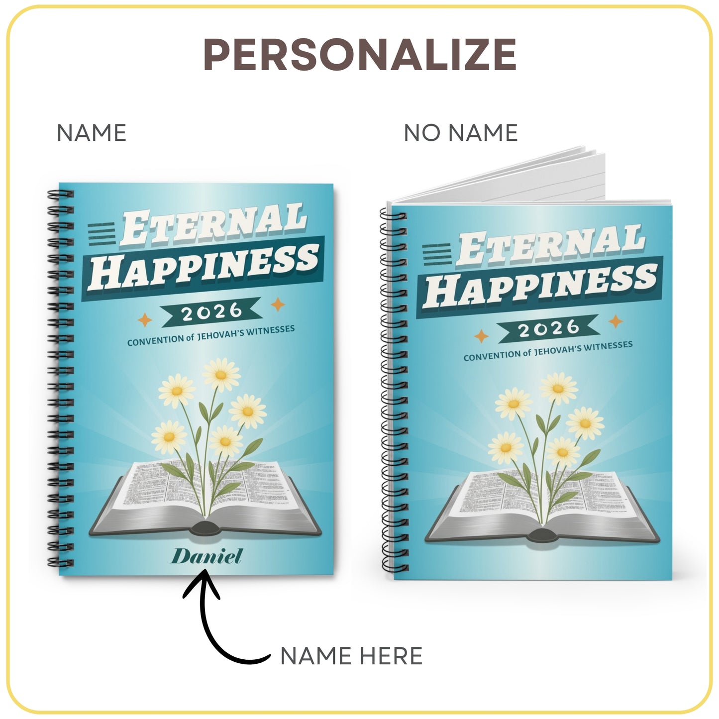 Personalized Eternal Happiness Convention 2026 Spiral Notebook JW