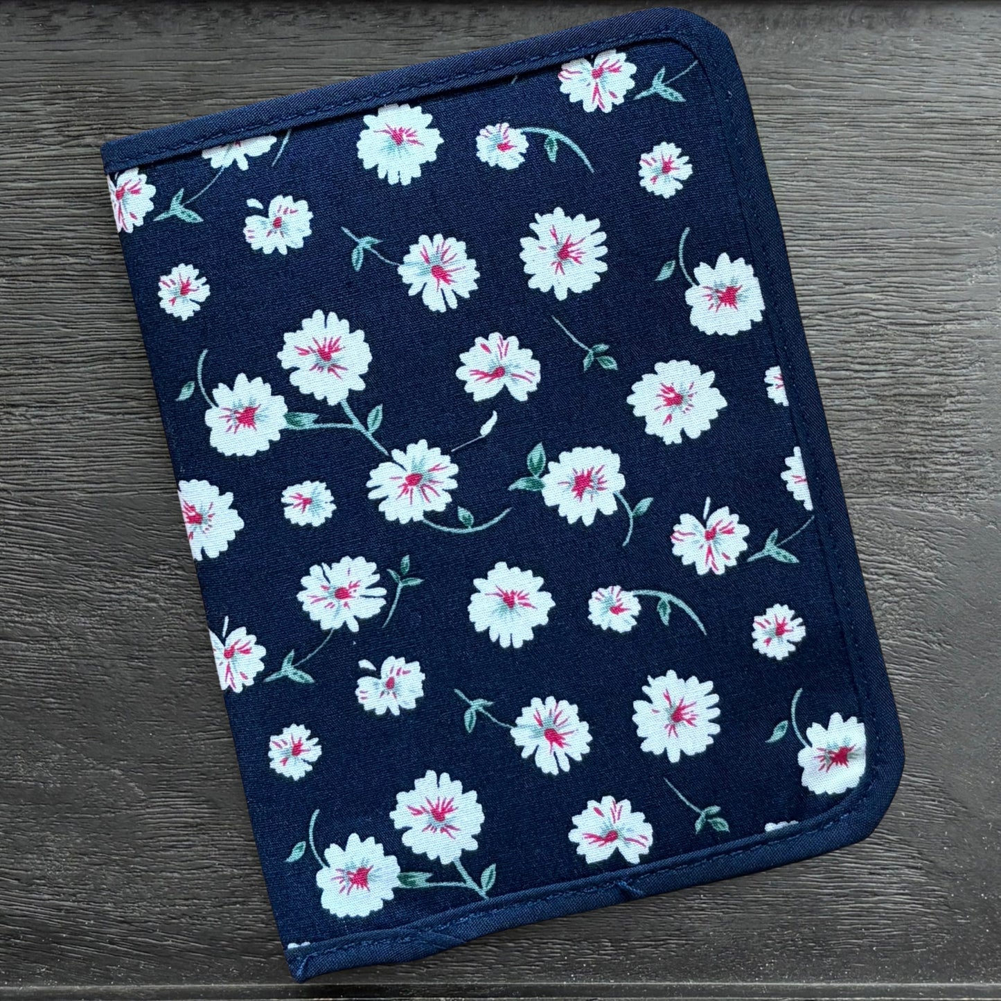 Navy Blue Daisies Mini Ministry Organizer – Tract and Invitation Holder (4.4” x 5.8”)