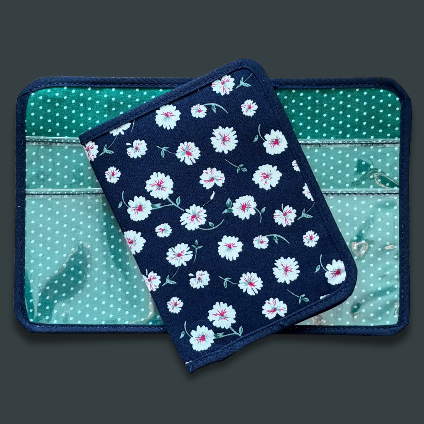 Navy Blue Daisies Mini Ministry Organizer – Tract and Invitation Holder (4.4” x 5.8”)