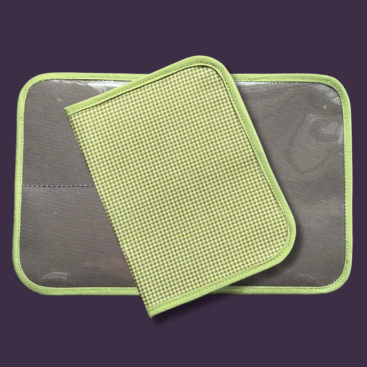 Olive Green Houndstooth Print Mini Ministry Organizer – Tract and Invitation Holder (4.4” x 5.8”)