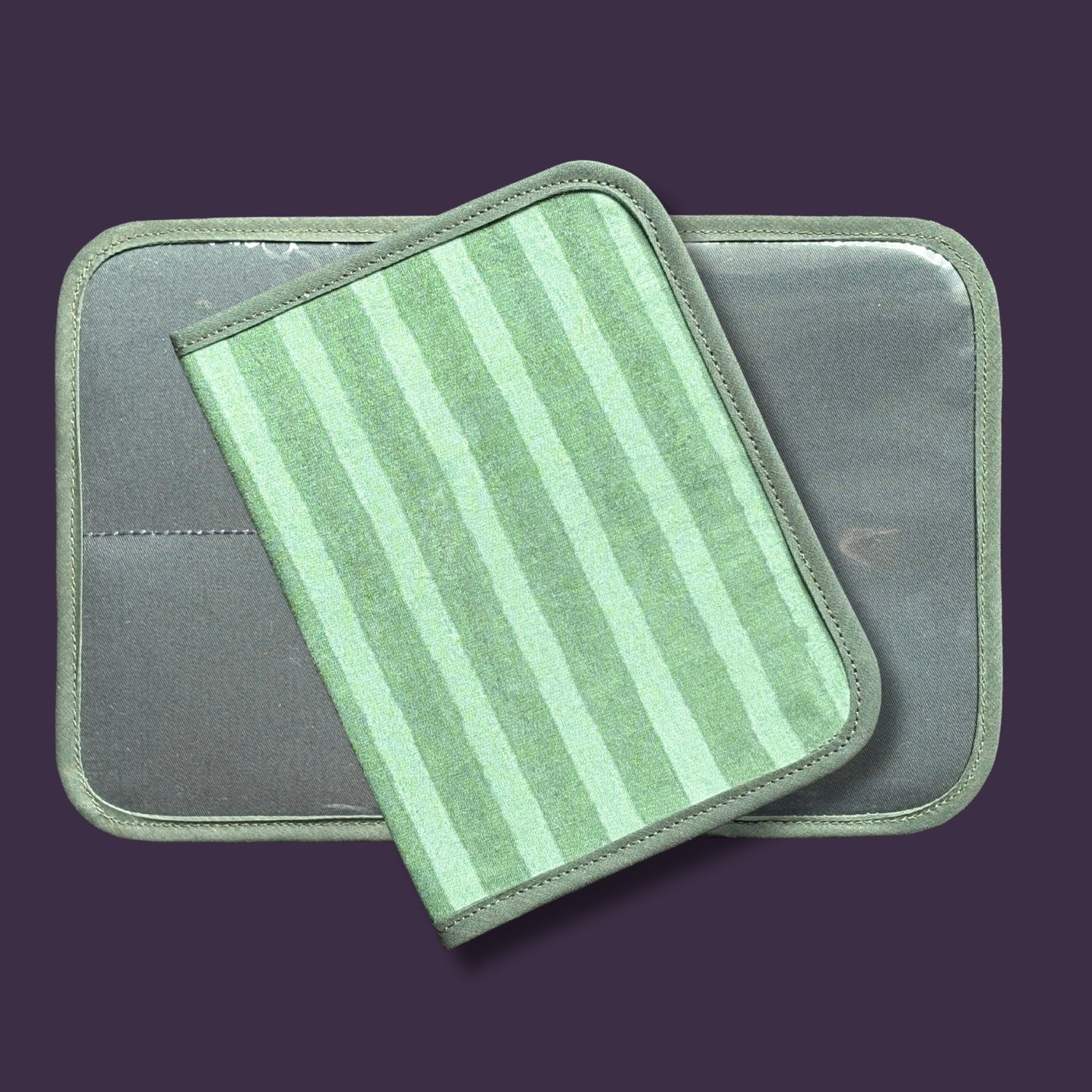 Green Stripes Indian Block Print Mini Ministry Organizer – Tract and Invitation Holder (4.4” x 5.8”)