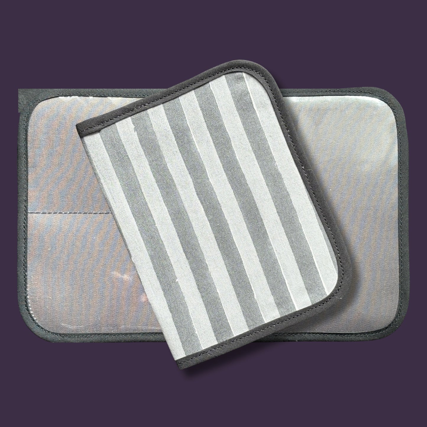 Grey Stripes Indian Block Print Mini Ministry Organizer – Tract and Invitation Holder (4.4” x 5.8”)