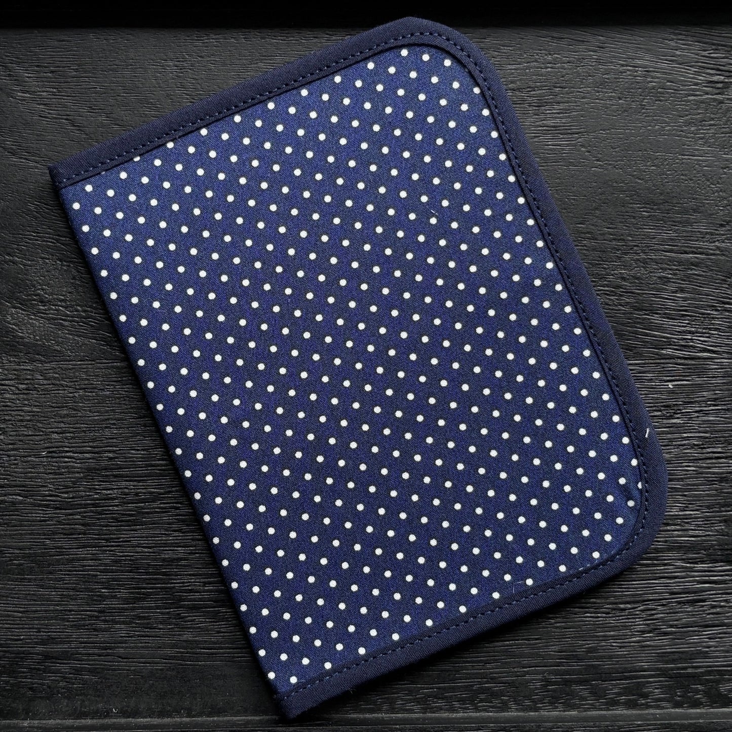 Navy Polkadot Mini Ministry Organizer – Tract and Invitation Holder (4.4” x 5.8”)