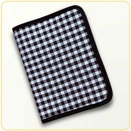 Cloth Pouch Mini JW tract organizer, JW Ministry Supply, Black and White Gingham Print