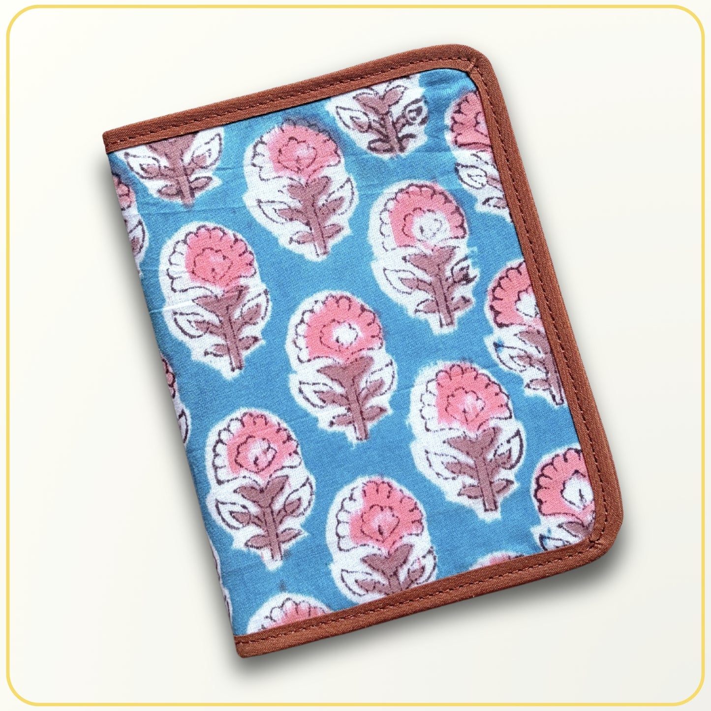 Cloth Pouch Mini JW Tract Organizer, Turquoise Pink Indian Block Print