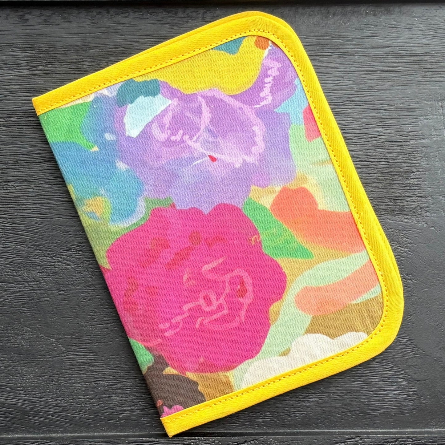 Yellow Floral Indian Block Print Mini – 3 Pockets