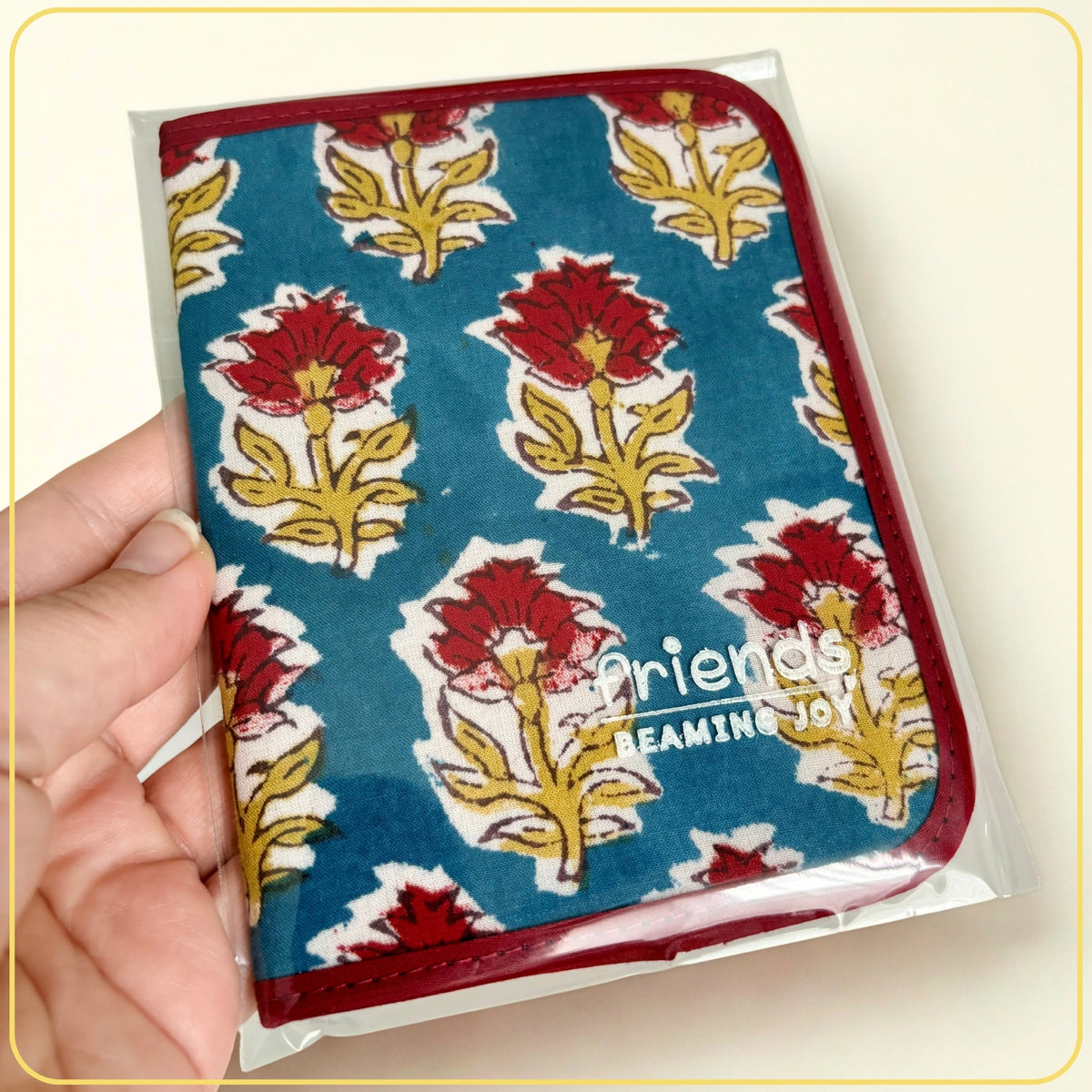 Cloth Pouch Mini JW tract organizer, JW Ministry Supply, Blue and Red Indian Block Print