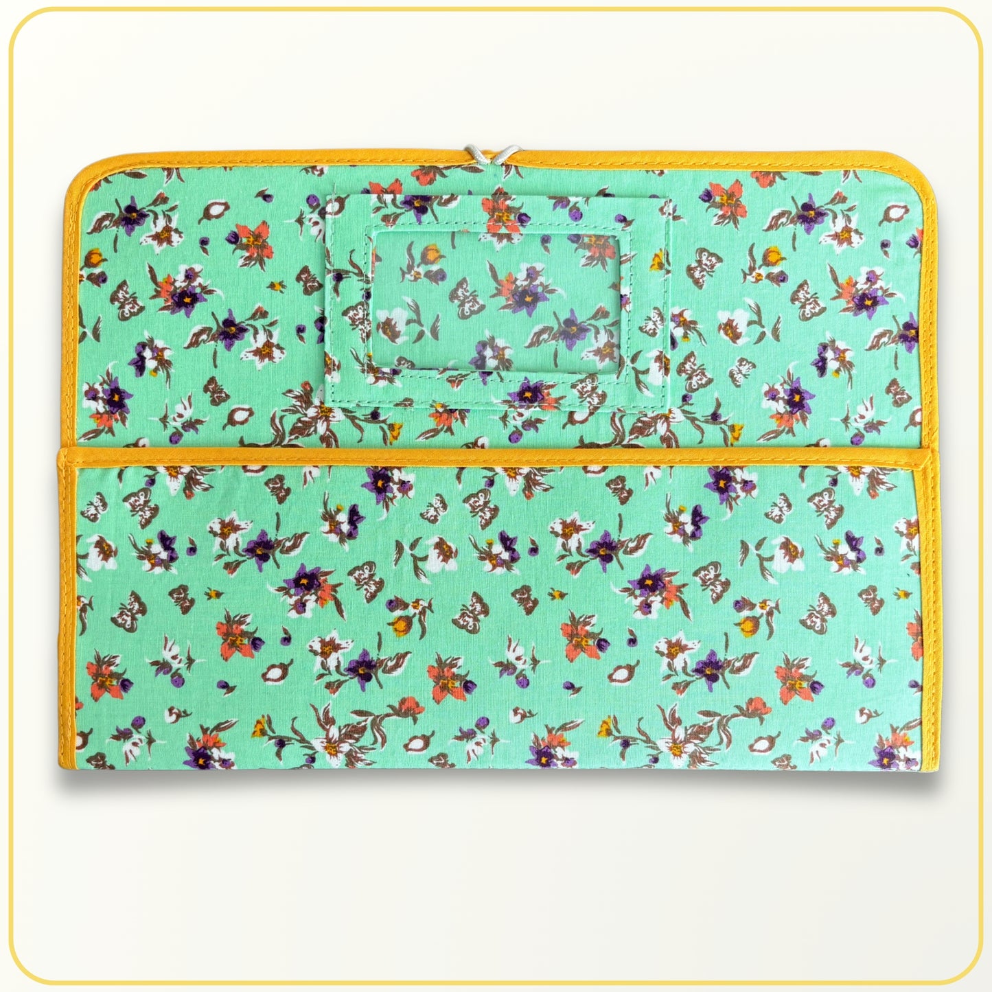 Maxi Cloth Folder for Field Service, Ministry Organizer Light Weight Yellow Floral
