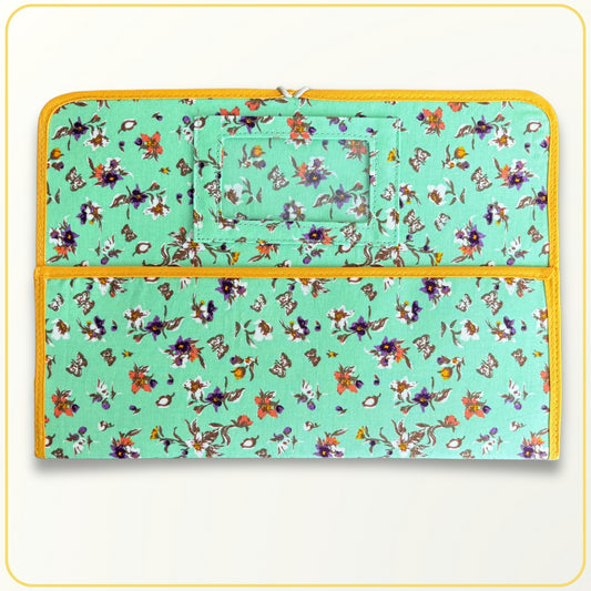 Maxi Cloth Folder for Field Service, Ministry Organizer Light Weight Yellow Floral
