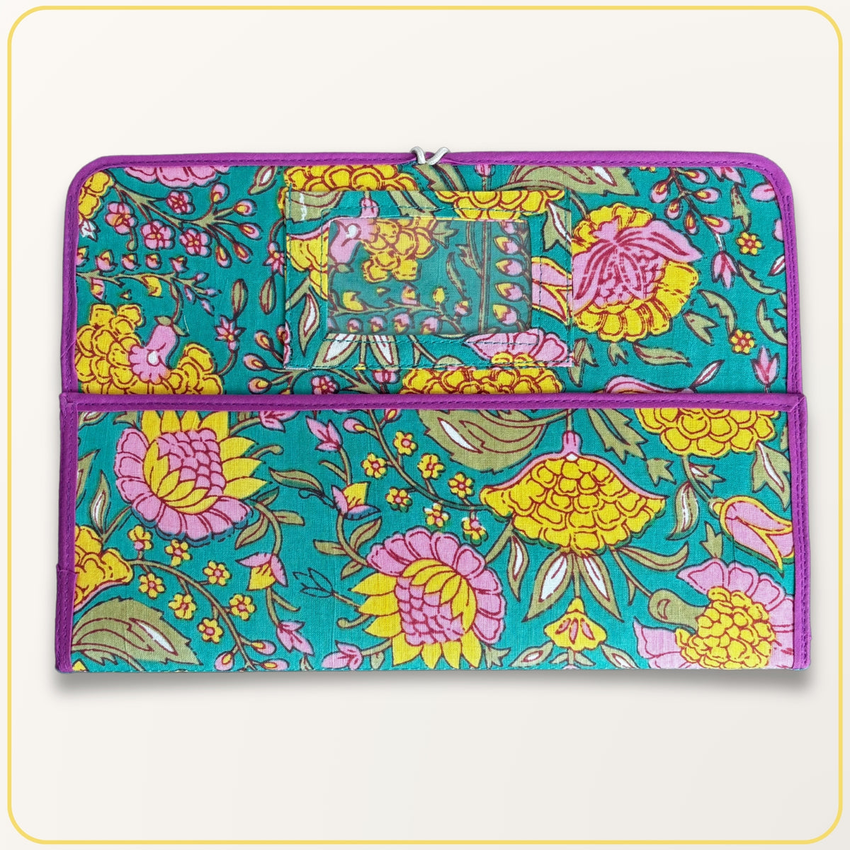 Maxi Cloth Folder for Field Service, Light Weight Ministry Organizer, Floral Indian Block Print