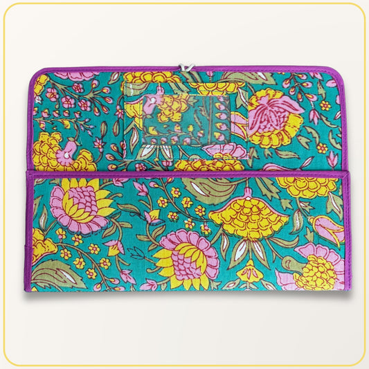 Maxi Cloth Folder for Field Service, Light Weight Ministry Organizer, Floral Indian Block Print