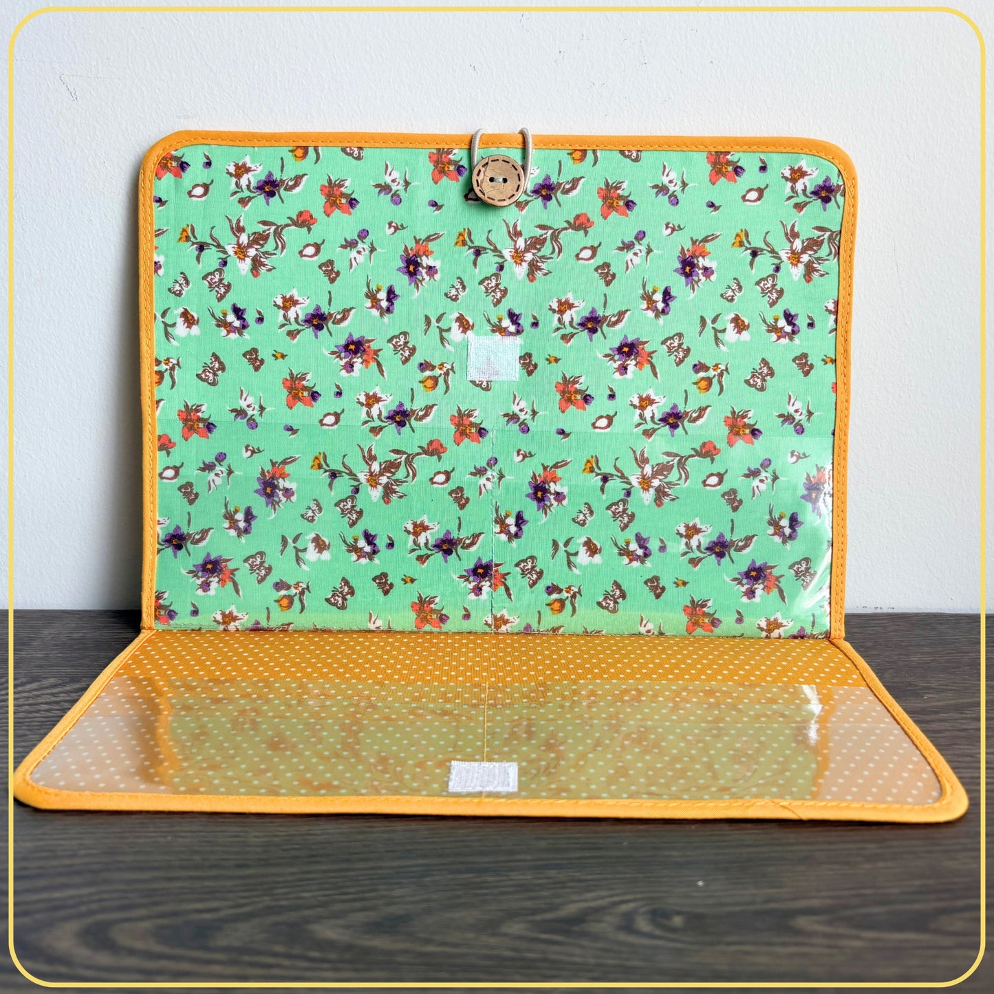Maxi Cloth Folder for Field Service, Ministry Organizer Light Weight Yellow Floral
