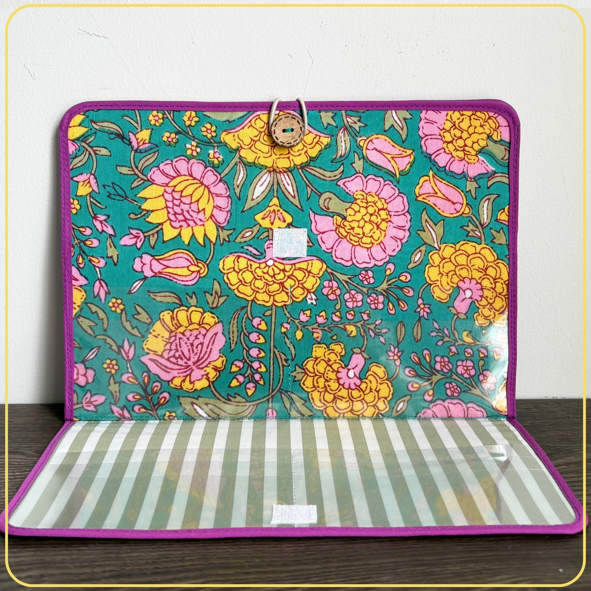 Maxi Cloth Folder for Field Service, Light Weight Ministry Organizer, Floral Indian Block Print