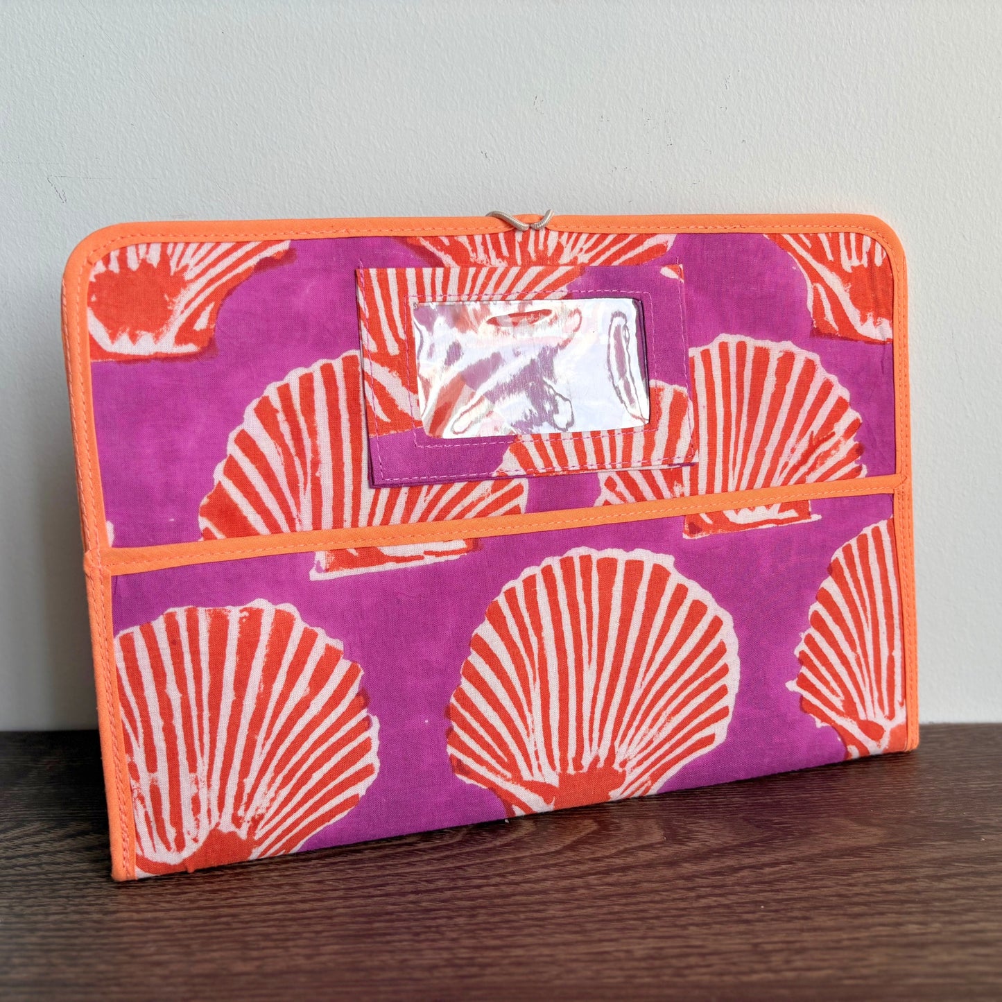 Maxi Cloth Folder for Field Service, Ministry Organizer Light Weight Indian Block Print Sea Shells