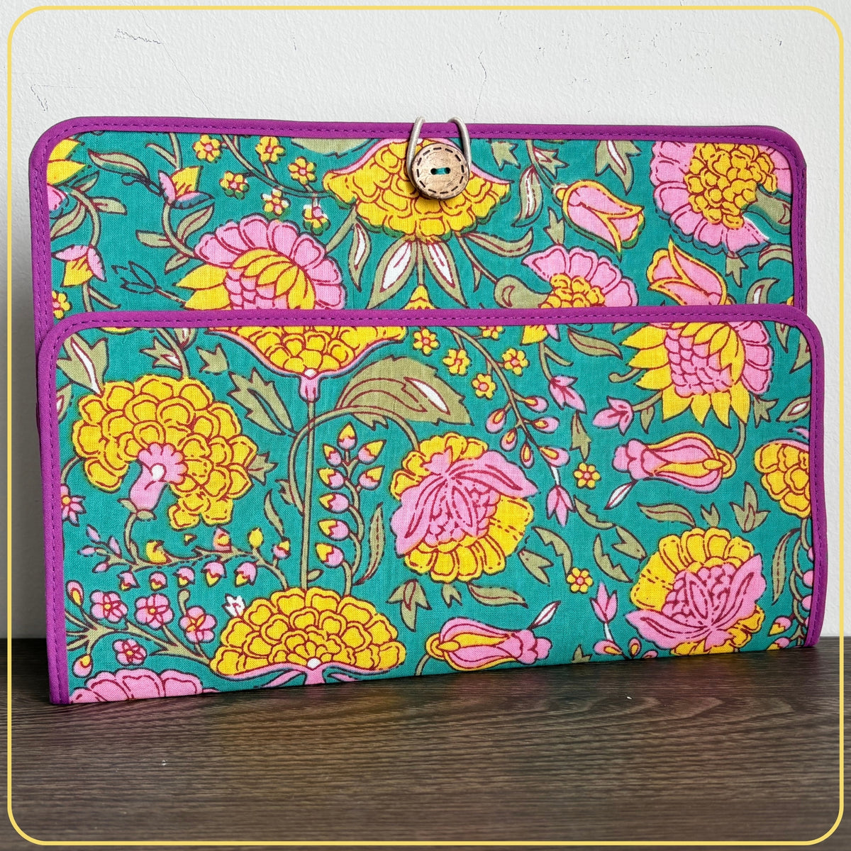 Maxi Cloth Folder for Field Service, Light Weight Ministry Organizer, Floral Indian Block Print