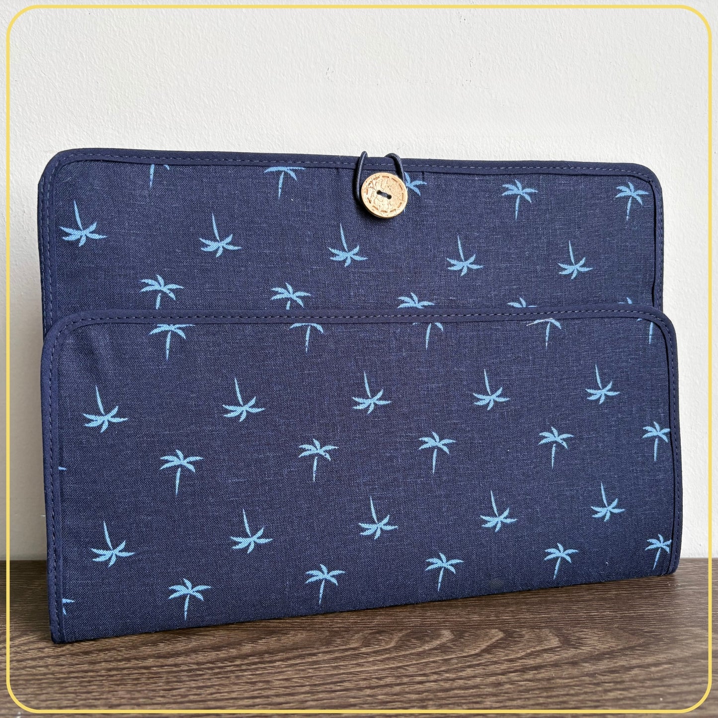 Maxi Cloth Folder for Field Service, Ministry Organizer, Light Weight, Navy Palm Trees