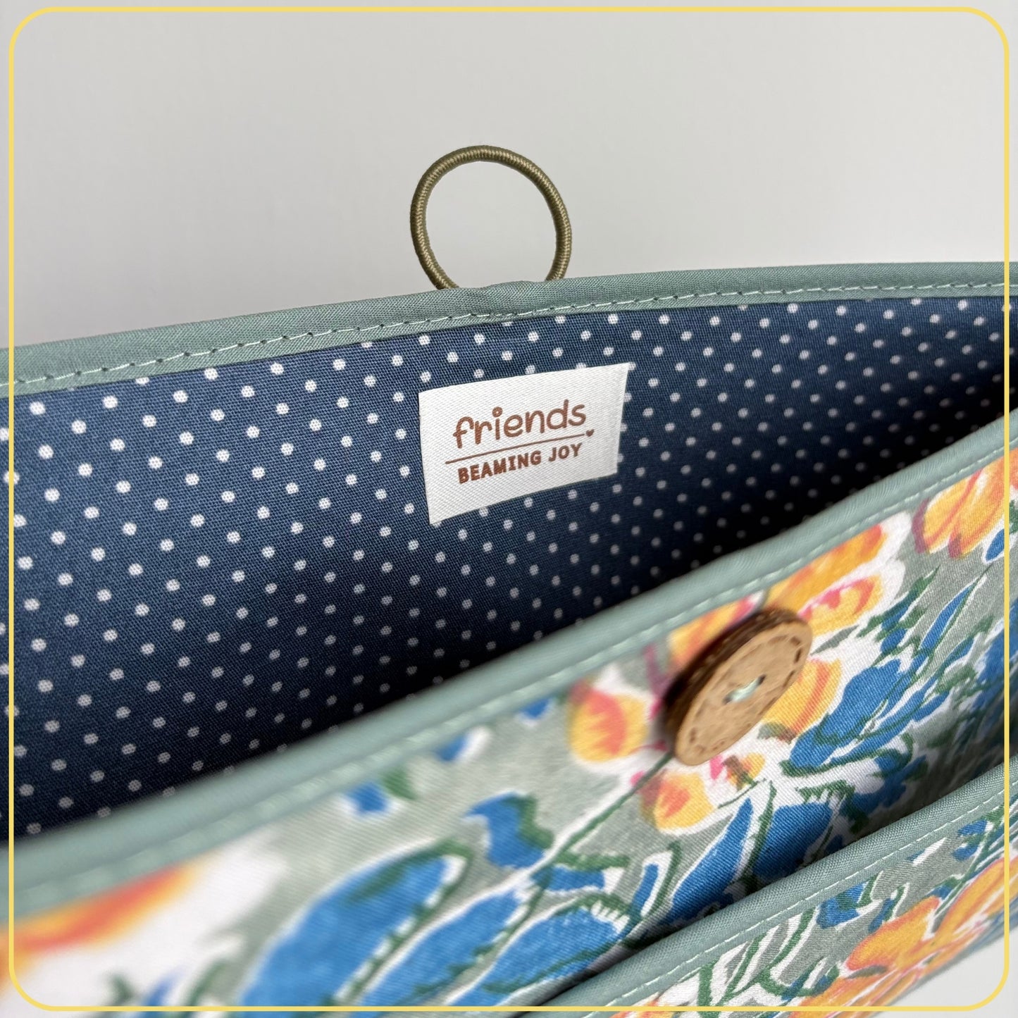 Maxi Cloth Folder for Field Service, Ministry Organizer Light Weight Indian Block Print Sage Yellow Florals