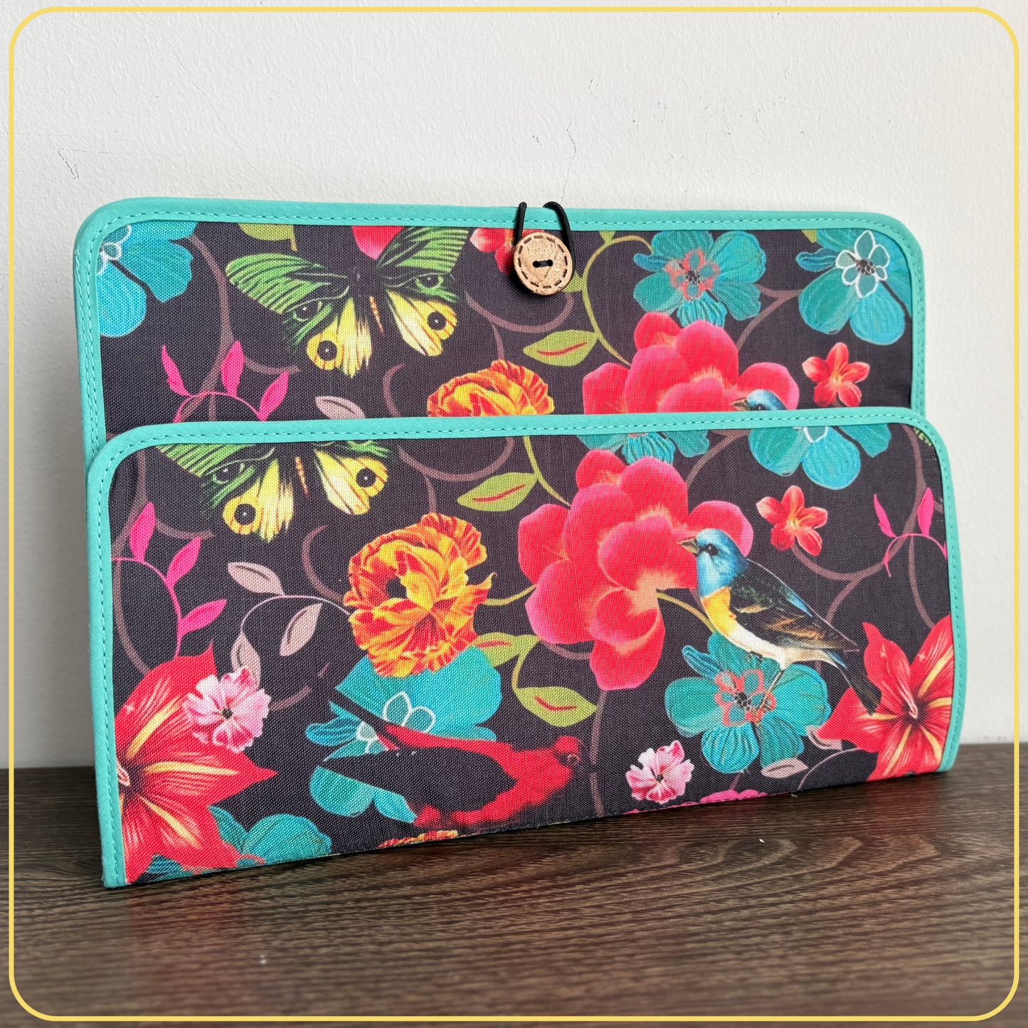 Maxi Cloth Folder for Field Service, Light Weight Ministry Organizer, Tropical Print