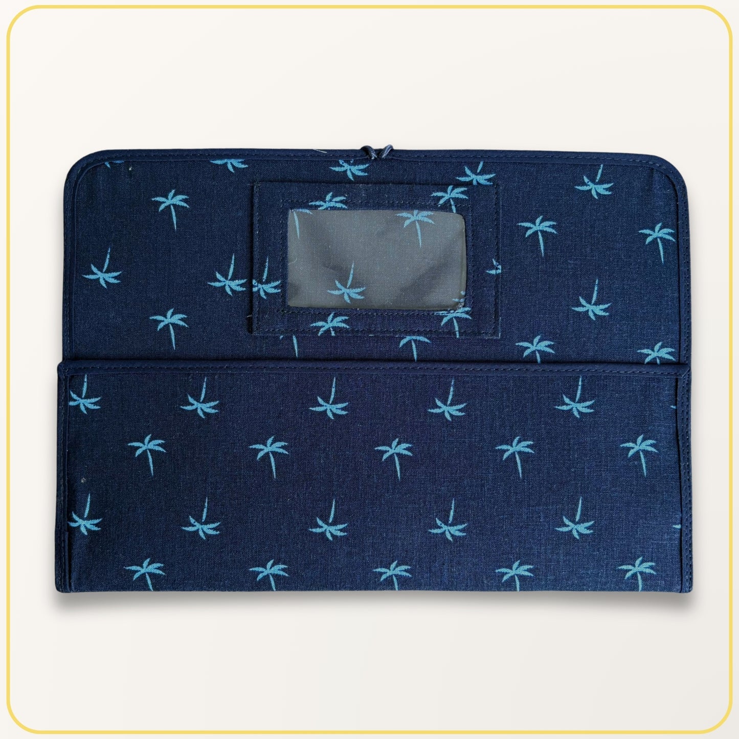 Maxi Cloth Folder for Field Service, Ministry Organizer, Light Weight, Navy Palm Trees