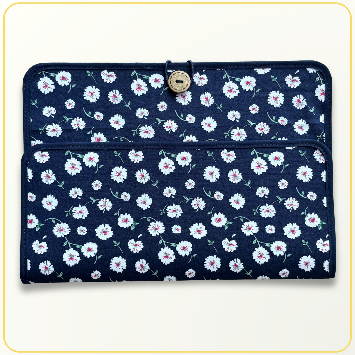 Maxi Cloth Folder for Field Service, Ministry Organizer Light Weight Daisy Navy Red