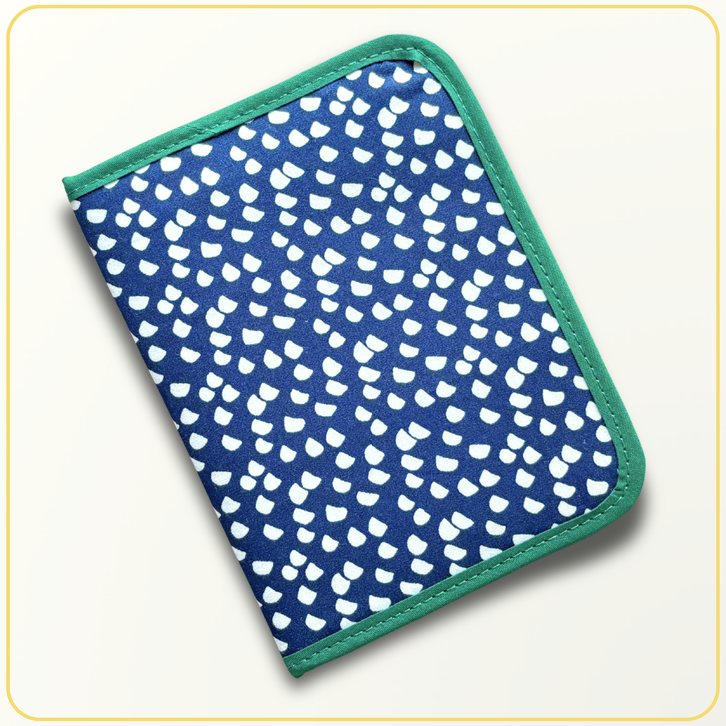 Cloth Pouch Mini JW Ministry Organizer, Tract and Invitation Holder, Dark Navy Dots- Green