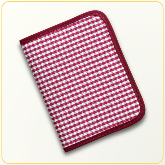 Mini Cloth Pouch Ministry Organizer, Tract and Invitation Holder, Red Gingham - Strawberry