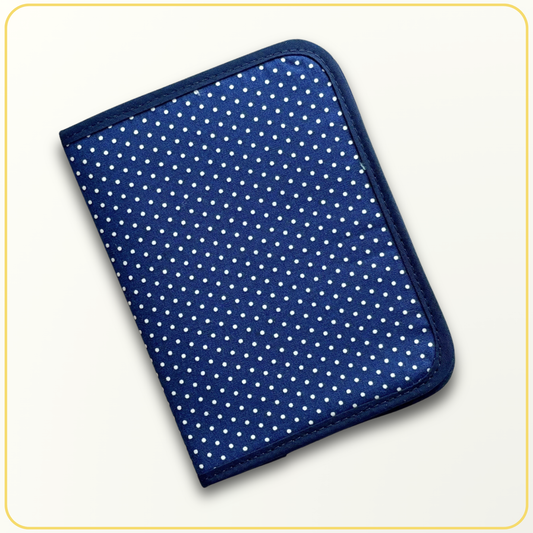 Cloth Pouch Mini JW Ministry Organizer, Tract and Invitation Holder, Blue Polkadot - Yellow