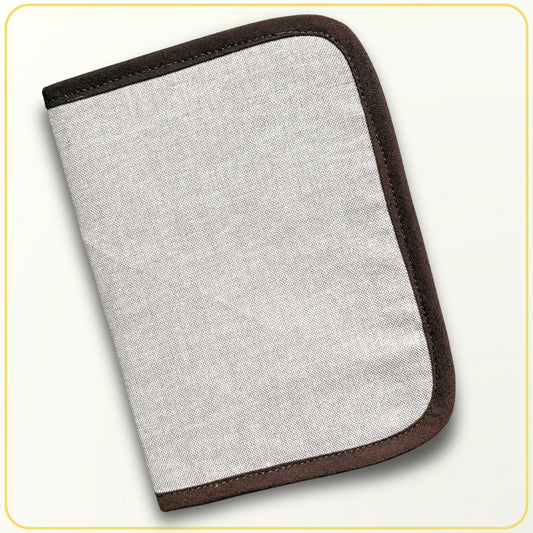 Cloth Pouch Mini JW Ministry Organizer Tract and Invitation Holder, Light Beige - Burgundy