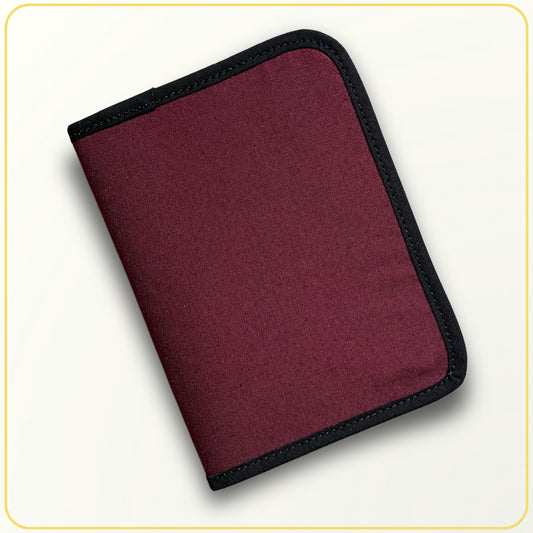 Cloth Pouch Mini JW Ministry Organizer Tract and Invitation Holder, Dark Burgundy - Cream