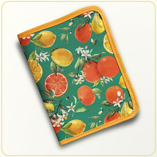 Cloth Pouch Mini JW Ministry Organizer, Tract and Invitation Holder, Oranges, Lemons, Bees
