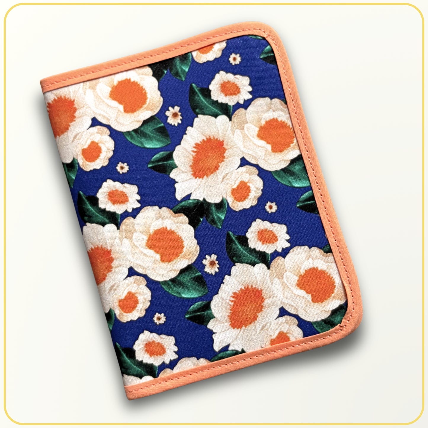 Cloth Pouch JW Mini Tract and Invitation Holder, Ministry Organizer, Orange Blue Floral