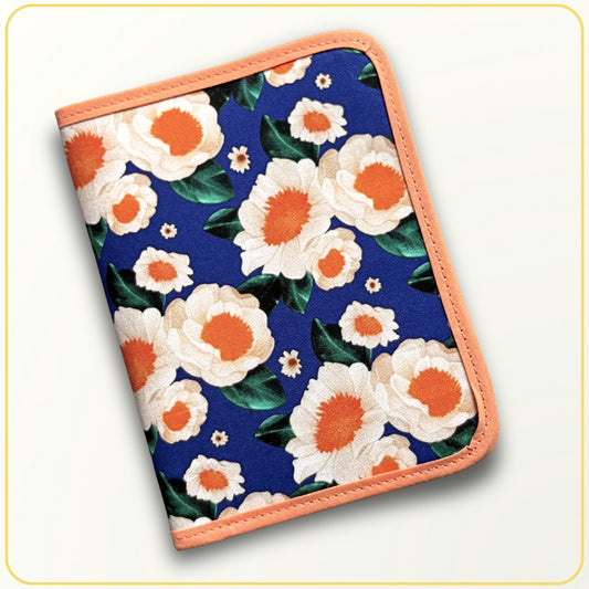 Cloth Pouch JW Mini Tract and Invitation Holder, Ministry Organizer, Orange Blue Floral