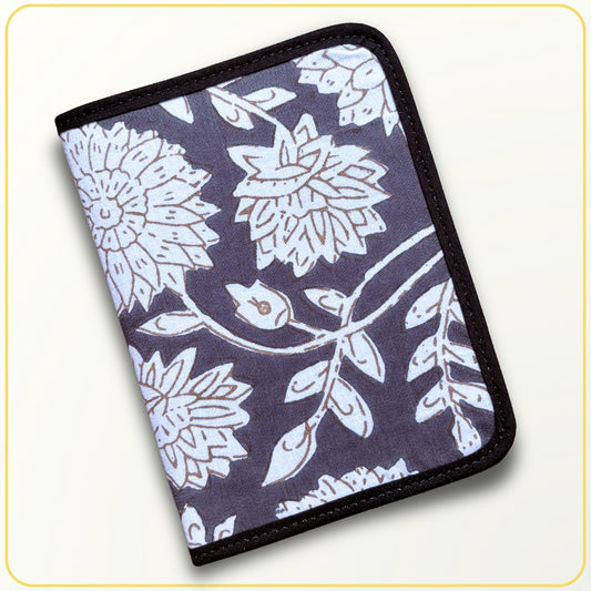 Cloth Pouch Mini JW Ministry Organizer, Tract and Invitation Holder, Black and Cream Indian Block Print