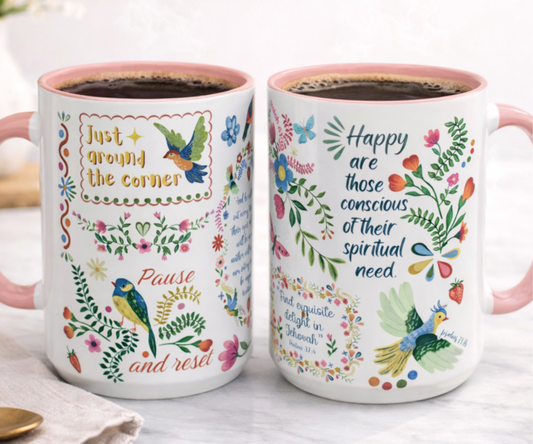 Floral JW Bible quote Mugs