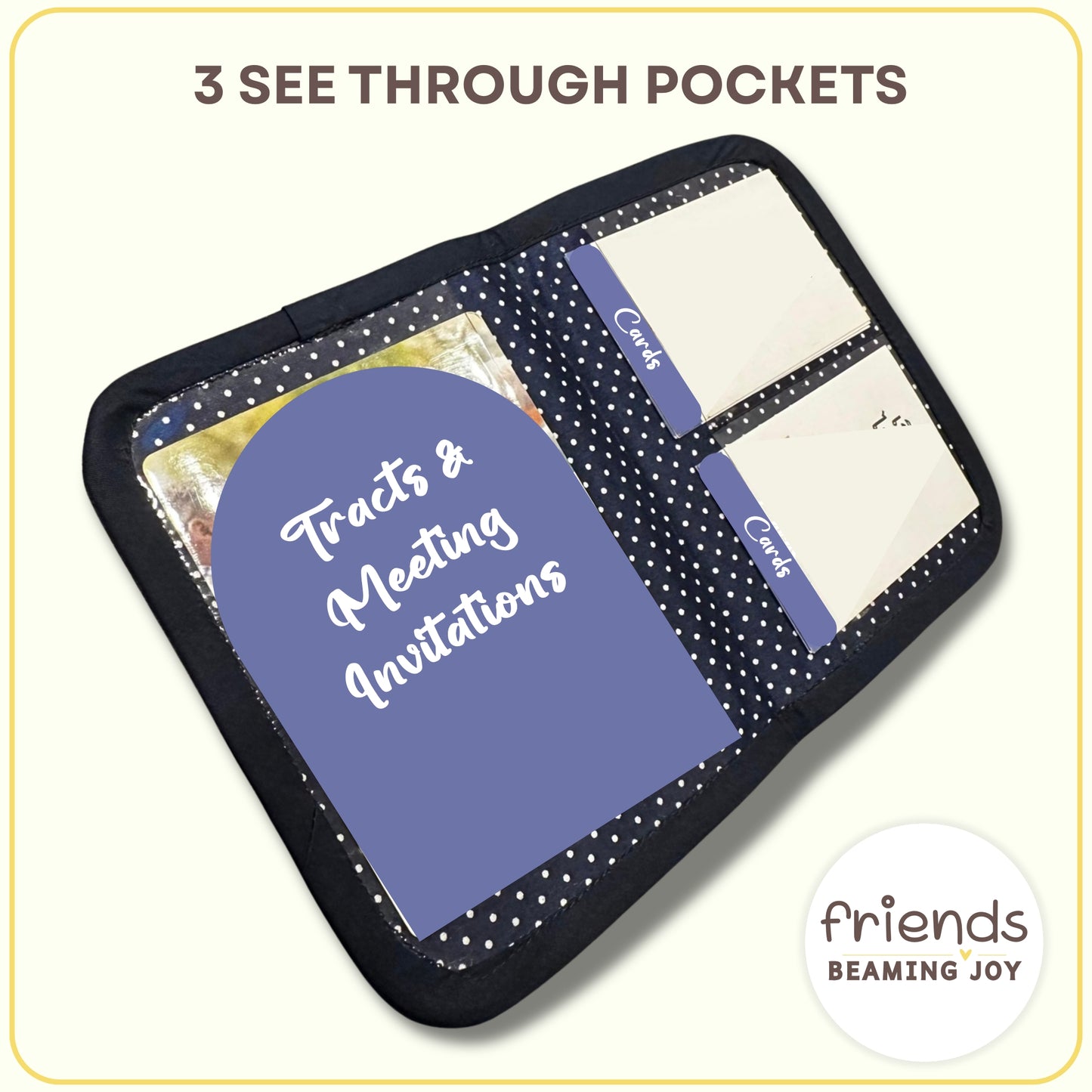 Blue and Green Print Mini Ministry Organizer – Tract and Invitation Holder (4.4” x 5.8”)